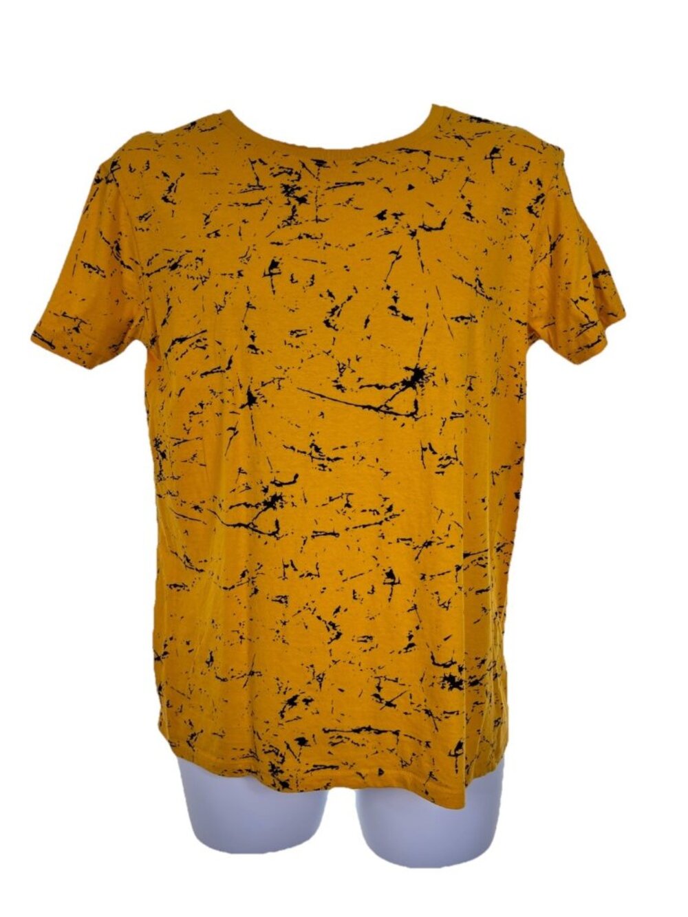 Five Point Industry Men’s Small Mustard Yellow Paint Splatter T Shirt Cotton